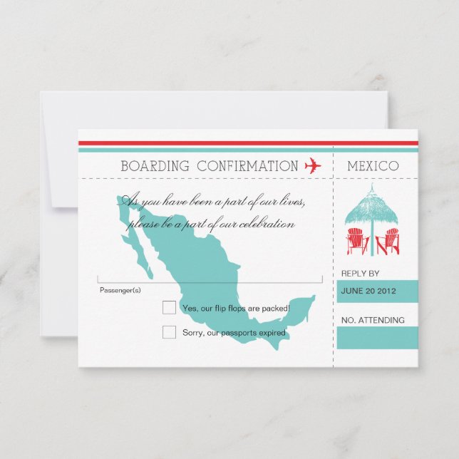 RSVP Boarding Pass TO Mexico Card (Front)