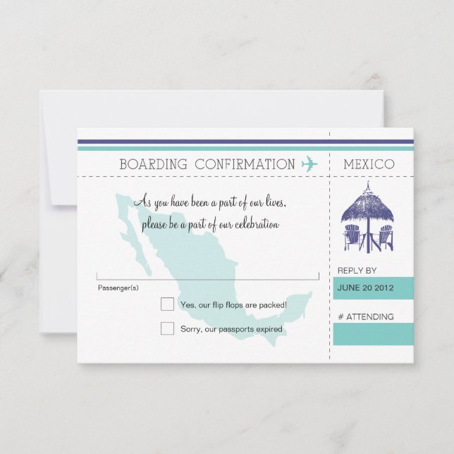 RSVP Boarding Pass TO Mexico Card (Front)