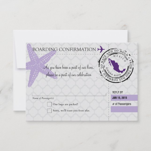 RSVP Boarding Pass TO Mexico Card (Front)