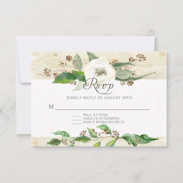 RSVP BOHO Rustic Wood RSVP Response Wild Rose (Front)