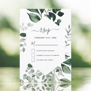 RSVP Botanical Greenery Foliage Watercolor Wedding Invitation