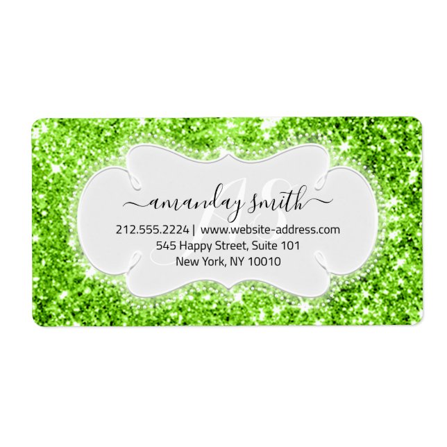 RSVP Bridal Sweet Monogram Wedding Green Glitter (Front)