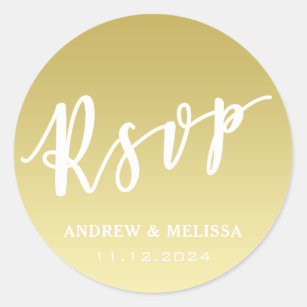 RSVP   Brush Script Faux Gold Wedding Sticker