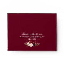 RSVP - Burgundy Marsala Wine Red Floral Address