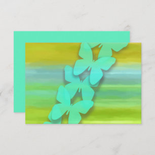 RSVP Butterfly Blue Green Yellow Watercolor  Invitation