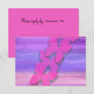 RSVP Butterfly Pink Purple Watercolor Invitation
