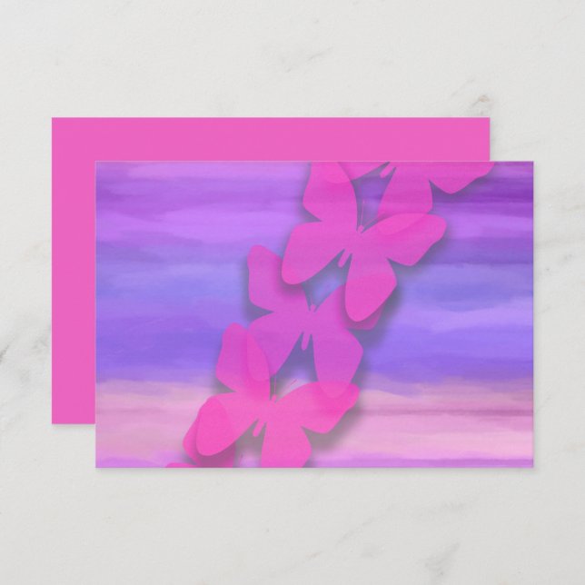 RSVP Butterfly Pink Purple Watercolor  Invitation (Front/Back)