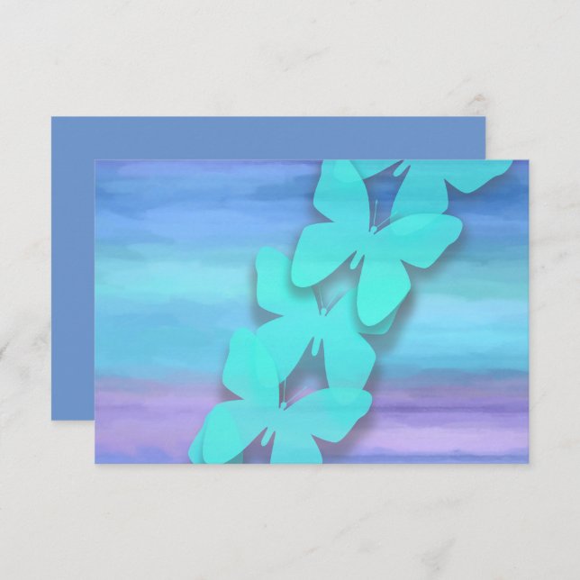 RSVP Butterfly Turquoise Purple Watercolor  Invitation (Front/Back)