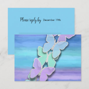 RSVP Butterfly Turquoise Purple Watercolor Invitation