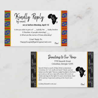 RSVP by Email and Directions Kente K48 Enclosure Card