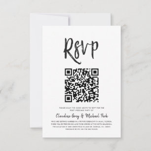 RSVP by QR Code Black White Script Style Invitation