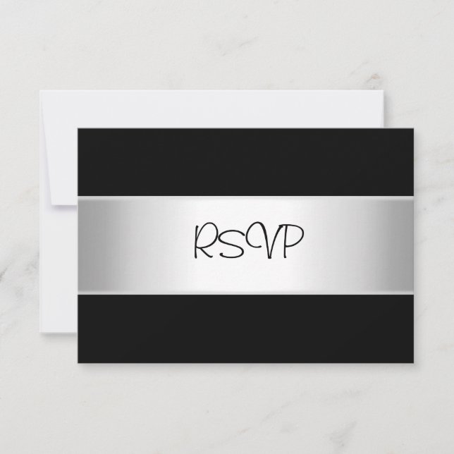 RSVP Card All Events Elegant Black Light Silver (Front)