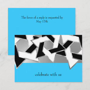 RSVP Card Black White Star of David on Any Colour