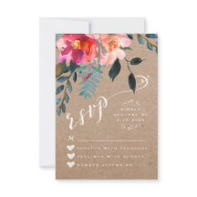 RSVP CARD | Elegant Floral Rustic Spring Turquoise