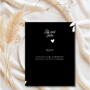 RSVP Card Elegant Wedding Floral Black 