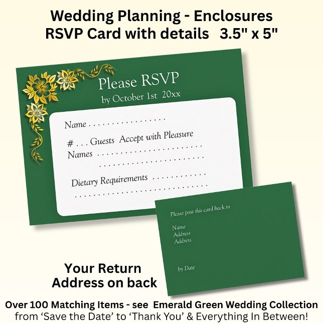 RSVP Card - Emerald Green & Gold (Creator Uploaded)