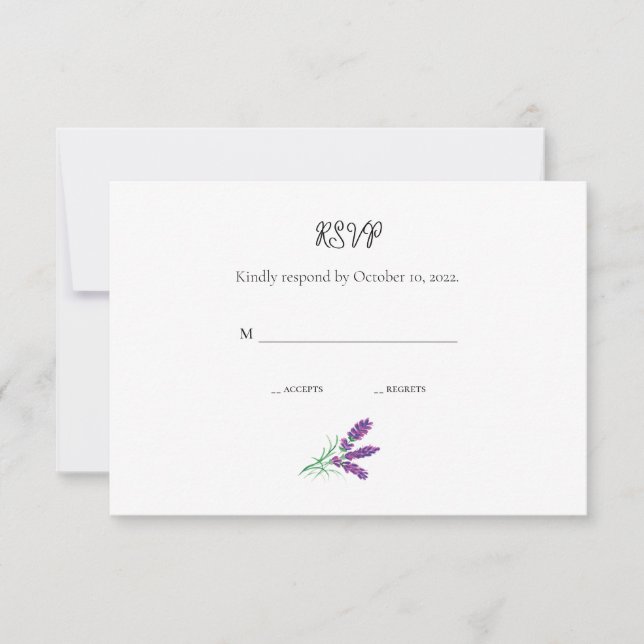 RSVP Card for Elegant Lavender Wedding (Front)