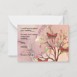 RSVP Card for Fall Tree & Butterfly Design