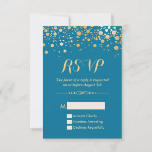 RSVP Card - Gold Confetti Dots Royal Blue