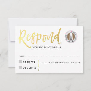 RSVP CARD gold script response pink hearts JORDYN2