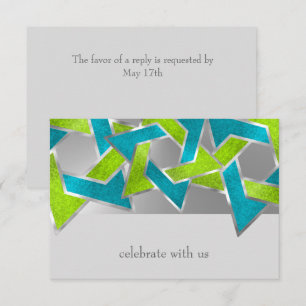 RSVP Card Lime Turquoise Star of David Any Colour