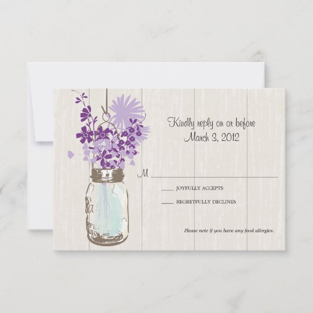 RSVP Card Mason Jar and Fireflies (Front)
