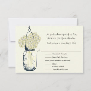 RSVP Card  Mason Jar and Hydrangeas