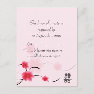 RSVP Card Pink Blossom Double Happiness