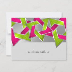 RSVP Card Pink Lime Star of David Any Colour