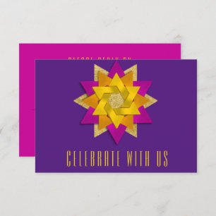 RSVP Card Pink Orange Yellow Star Flower Purple