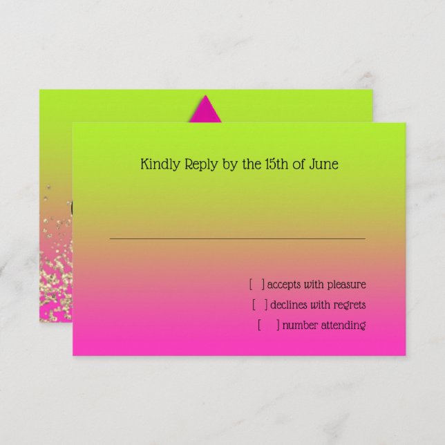RSVP Card Pink to Green Ombre with Star (Front/Back)