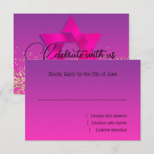 RSVP Card Pink to Purple Ombre with Star