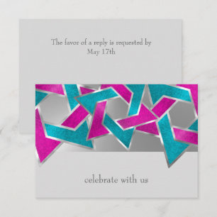 RSVP Card Pink Turquoise Star of David Any Colour
