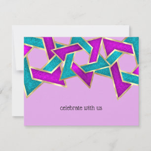 RSVP Card Purple Turquoise Star of David