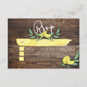 RSVP CARD Rustic Wood Lemon Watercolor Wedding