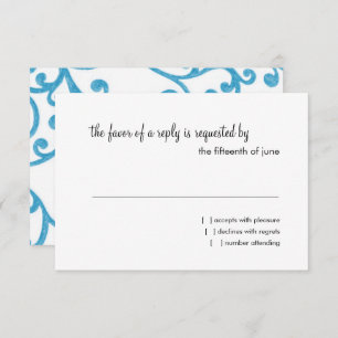 RSVP Card Scroll Pattern Turquoise