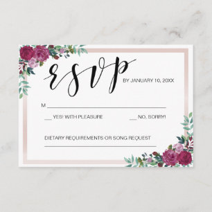 RSVP card template floral frame