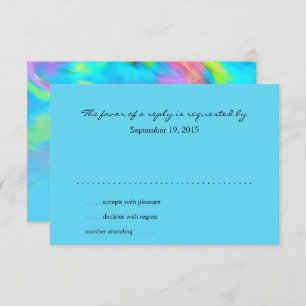 RSVP Card Turquoise Blue Lime Pink Tie Dye