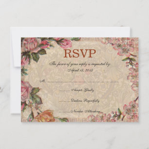 RSVP Card Vintage Butterfly Flower Antique