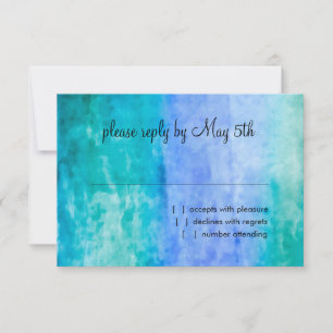 RSVP Card Watercolor Streaks Blue Star of David