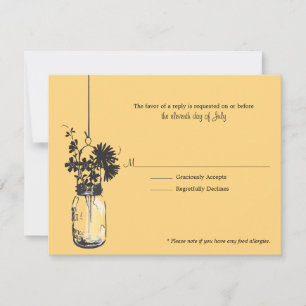 RSVP Card Wid Flowers & Mason Jar