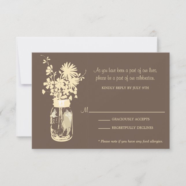 RSVP Card  Wild Flowers & Mason Jar (Front)