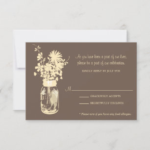 RSVP Card  Wild Flowers & Mason Jar