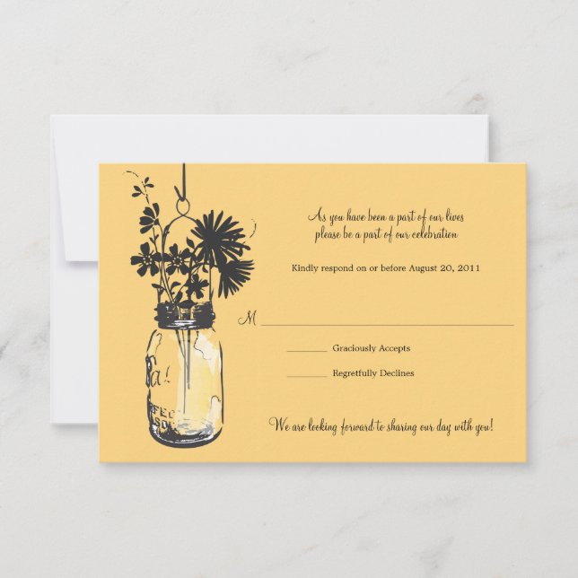 RSVP Card Wild Flowers & Mason Jar (Front)