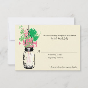 RSVP Card  Wild Flowers & Mason Jar