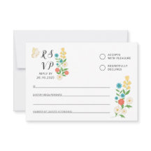 RSVP Card with drawn wildflowers