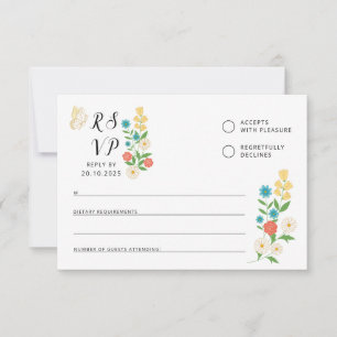 RSVP Card with drawn wildflowers