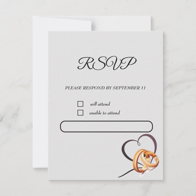 rsvp card with weddin rings (Front)