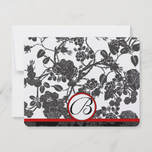 RSVP Cards-Black Roses Red Trim - faded pattern Card