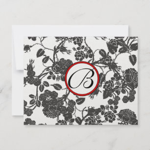 RSVP Cards-Black Roses Red Trim - faded pattern Card